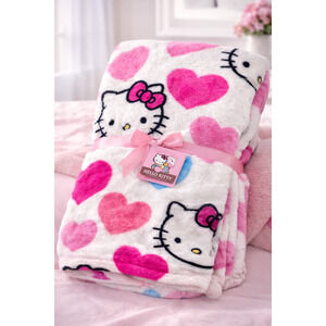 Hello‎ Kitty Candy Hearts Colorful Faux Fur Rabbit Throw Blanket 50in x 70in New